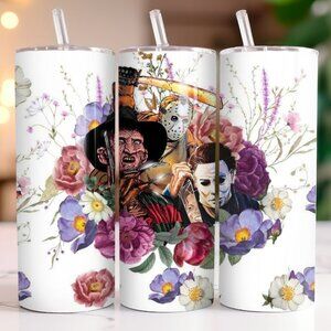 20 oz Killer Guys Floral Movie Halloween Travel Tumbler New Friday Elm St Jason